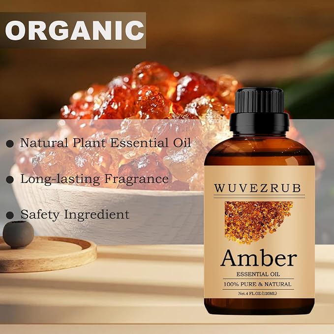 Amber Essential Oils, 120ML Pure and Natural Essential Oil for Aromatherapy Diffuser - Amber /4 Fl Oz