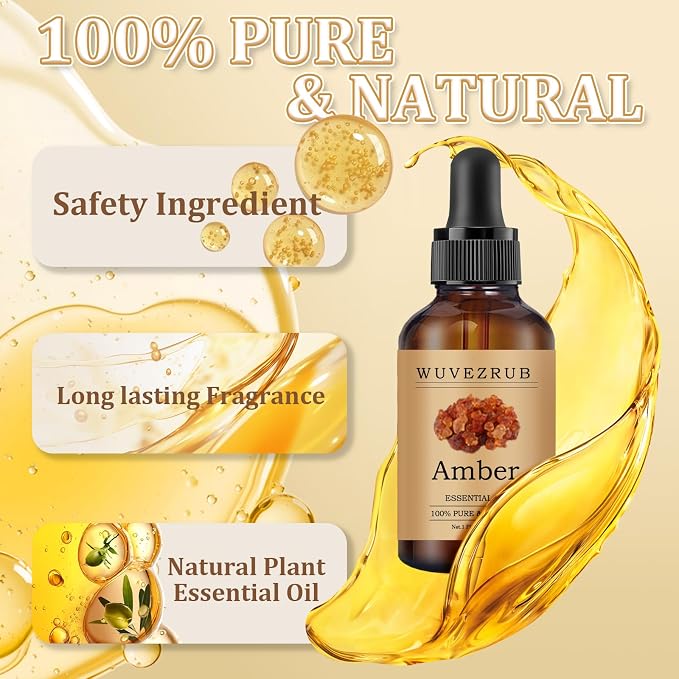Amber Essential Oil 60ML - 100% Pure and Natural Oils for Aromatherapy Diffuser - 2 Fl Oz/Amber