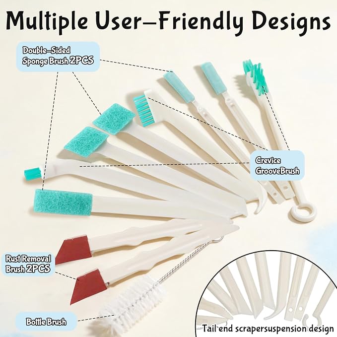 11 Pcs Humidifier Cleaner Brush Set, Small Cleaning Brushes for Tight Spaces, Crevice Cleaning Brushes Tool Mini Bottle Brush for Travel Humidifiers, Keyboards, Tiles, Bottles, Cup and Toasters