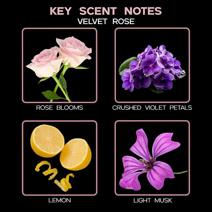 Velvet Rose Diffuser Set, Bathroom Decor, Home Fragrance, Room Scent | Roses, violet petals, and lemon profile, kitchen shelf, decorative glass bottle, entryway, powder room, living room