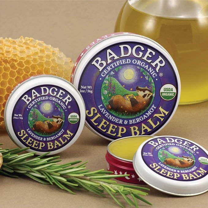 Badger Sleep Balm, Organic Essential Oil Aromatherapy Natural Sleep Balm for Adults & Kids, Relaxing & Calming Lavender & Bergamot Anxiety & Natural Sleep Support, 2 oz Tin, 2 Pack