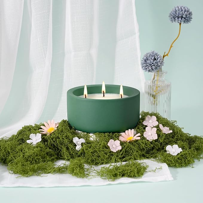 Viyffo 20oz Large Scented Candle - Lemongrass & Bergamot, 3 Wick Home Scented Candle for Women and Men, Non Toxic Soy Candle, Green Ceramic Jar, Luxury Home Fragrance, Room Décor & Birthday Gift