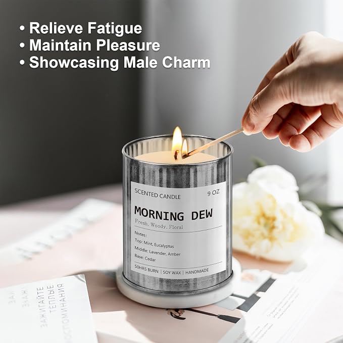 Eucalyptus Mint Scented Candle for Men - Gym & Office Focus Candle | 50Hr Burn Soy Wax in Metal Tin, 9oz - Man Cave Essentials, Gifts for Him, Father's Day