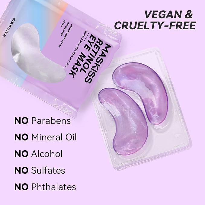 Maskiss Retinol Under Eye Patches (24 Pairs), Purple Eye Masks for Dark Circles, Puffy Eyes & Wrinkles, Firming Collagen Eye Patches, Vegan Cruelty-Free Skincare Gifts for Women