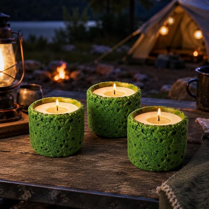 Viyffo 3 Pack Citronella Candles Outdoor, Lemongrass Scented Candle Set, Small 6oz Soy Candle in Green Ceramic Jar, Outdoor Candles for Patio, Deck, Garden, Backyard & Camping Gift (12 Hour Burn Each)
