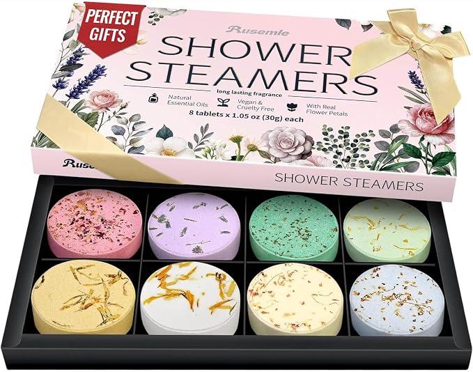 Shower Steamers Aromatherapy Birthday Gifts for Women - 8 Pcs Mothers Day Gifts for Mom Wife Daughter Grandma, Self Care with Natural Essential Oils Relaxation Home Spa Gift Set (Pink)