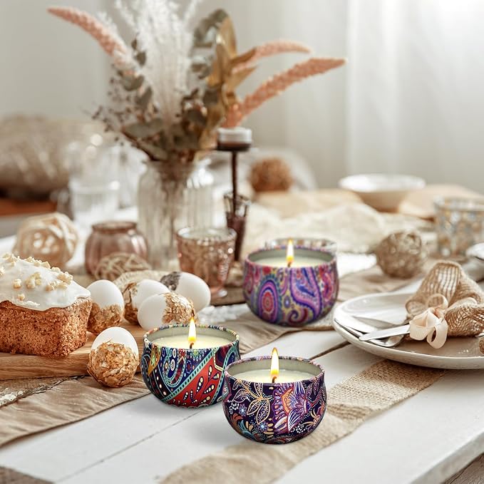 3 Pack Home Scented Candles - Strong Lavender, Vanilla & Rose Candle, 2.5 Oz, 100% Soy, Non-Toxic, Small Candle Set for Aromatherapy & Gifts, Baby Shower Prizes