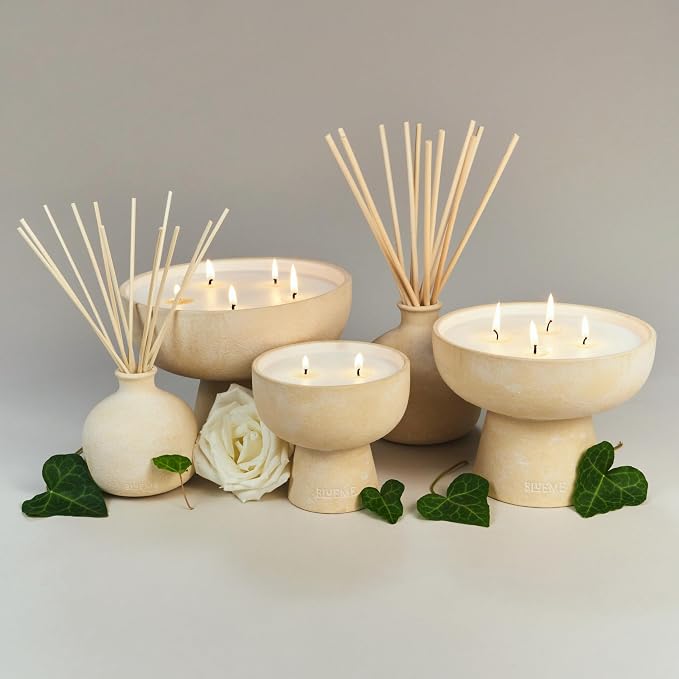 Blueme Renew Candle Refill | Ivy & Rose | 5 Wick - Contains Essential Oil, Sustainable, Hand Finished, Hand Poured, Luxury Refill, Natural Cotton Wick, Soy-Wax Blend | Giant 45 oz