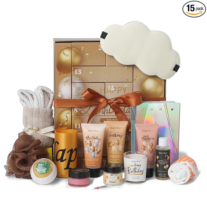 Birthday Gifts for Women, Birthday Spa Gift Basket for Women & Men, Luxury Birthday Spa Gift Box, Rich Bath Essentials, Butter, Candle, happy birthday gifts box for women bath and body care