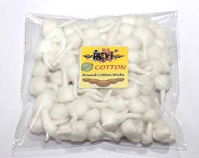IS4A Puja Cotton Wicks Religous Long Jyot Bati Akhand Oil Lamp Diya Diwali Lighting (Round)