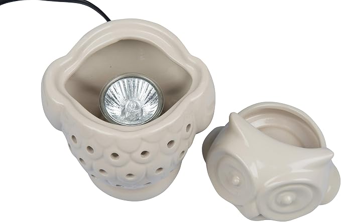 D'Eco Owl Fragrance Wax Melt Warmer - Electric Scented Tart & Candle Warmer w 4 Cinnamon Cubes - Plug-in Halogen Bulb Melts Wax Fills Room w Fresh Scent & Night Light Glow- Holiday Xmas Must Have Gift