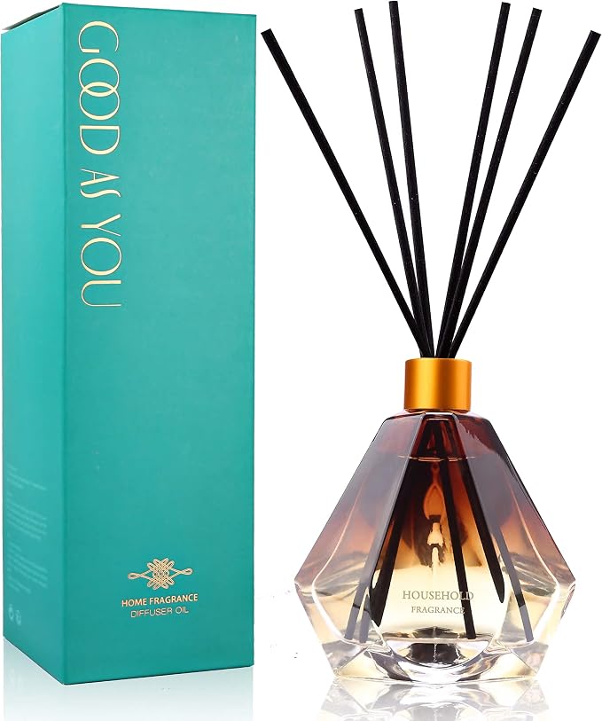 Reed Diffuser Set Gardenia Scent for Bathroom Accessories Shelf Decor & Air Fresheners, Sticks Defusers with 3.4 fl oz Essential Oils | Home Fragrance House Office Decor & Essentials