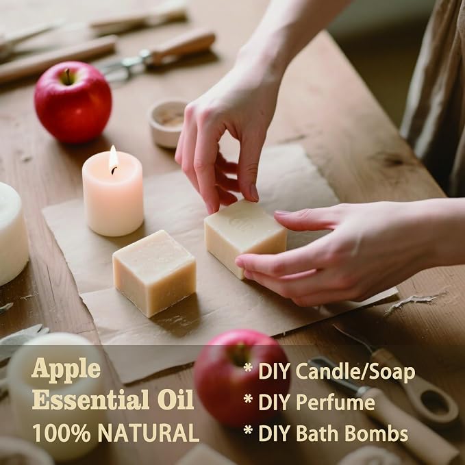 Apple Essential Oil, Apple Oil for Diffuser, Humidifier, DIY Candle, Soap, Fresh Scent, Home, Cleaning, Gift Ready,Apple Fragrance Oil - MLYNKL Essential Oils (4.33 fl oz / 130ml)