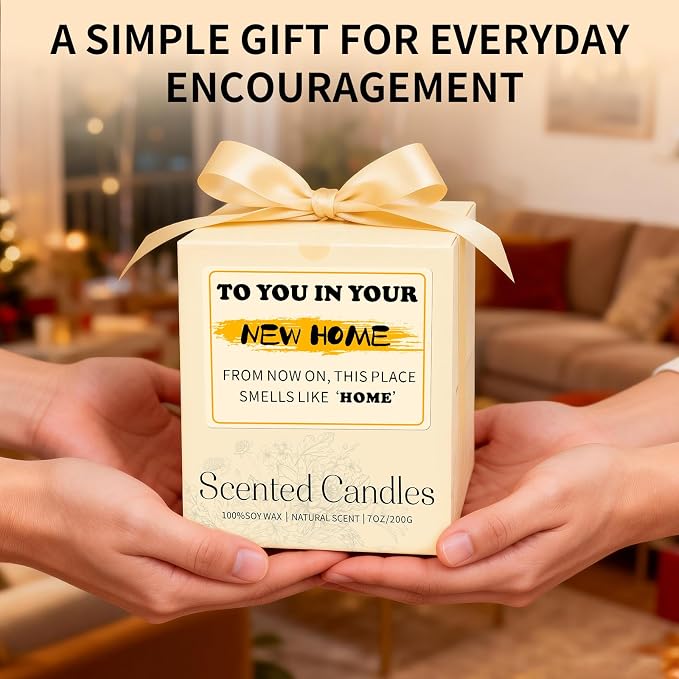 New Home Candle, 7oz Orange Scented Soy Candle, Nntural for Pets & Family, 50 Hours Long Burn, Perfect Housewarming Gifts for New Home Owners, Couples, Neighbors and Friends