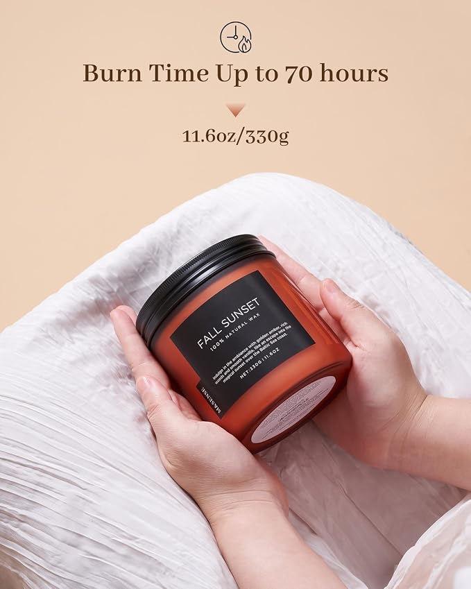 M&SENSE Baltic Amber Vanilla Scented Candle, 70 Hours Long Lasting Burn Clean Soy Wax Non Toxic 11.6oz 2 Wicks Relaxing Candles for Easter Holiday Birthday Gifts