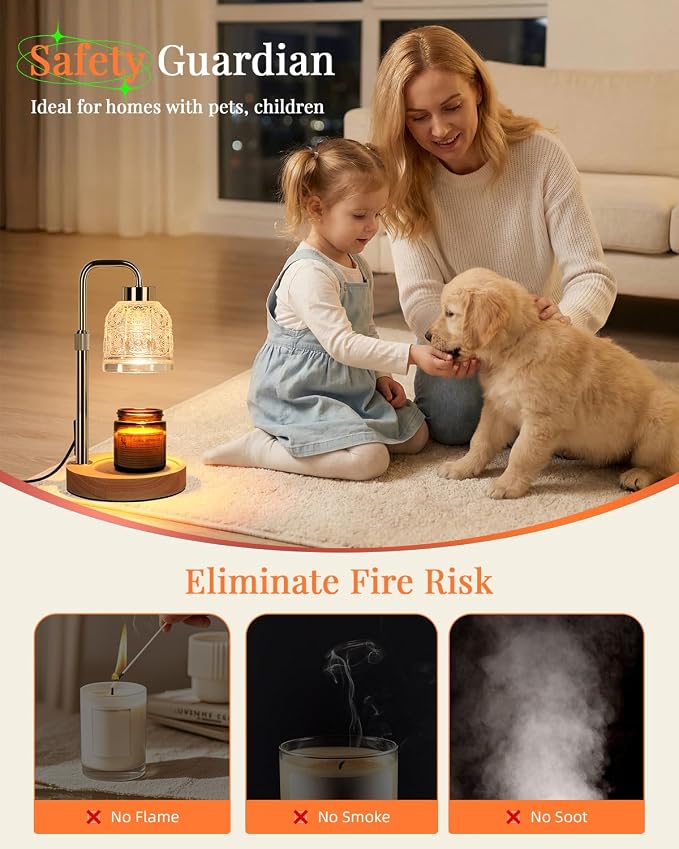 AIFEI Candle Warmer Lamp with Timer, Dimmable Adjustable Height Candle Lamp, Birthday Gifts for Women Mom Sister Friends, House Warming Gifts New Home Decor, Candle Lamp Warmer with 2 Bulbs - Gold