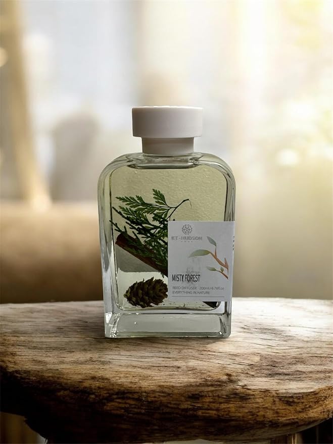 Luxury Reed Diffuser – Premium Essential Oil Diffuser for Home, Long-Lasting Asian Aroma, Elegant Aromatherapy Room Fragrance 6.8 fl oz (200 ml) (Misty Forest)