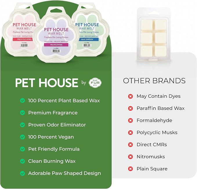 Pet House Wax Melts, Long-Lasting Scented Pet-Friendly Wax Melts, Natural Pet Odor Solution for A Fresh Smelling Home, Fresh Citrus, 3 OZ Each, 2 Pack