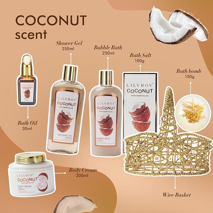 Spa Gifts Birthday Gift - Coconut Spa Gift Baskets for Women & Men