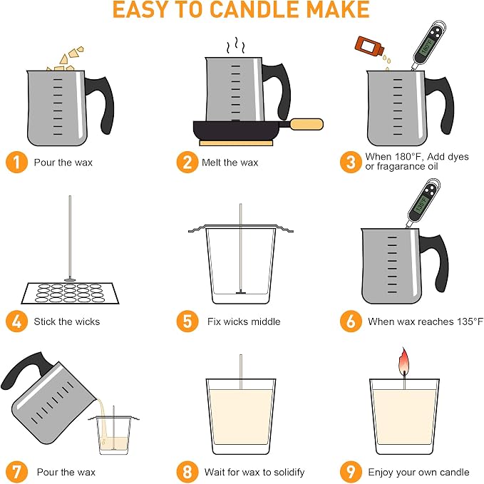 Ohcans Candle Making Kit Supplies for Beginners, Soy Wax DIY Candle Making for Adults, with 900ml Candle Make Pouring Pot, Candle Wicks, Wicks Sticker, Wicks Holder,Soy Candle Wax