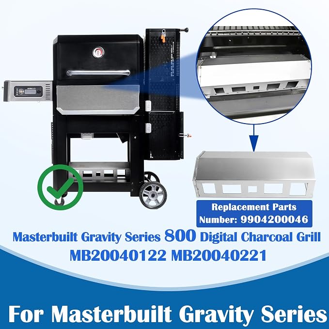 SafBbcue 9904200046 Heat Manifold for Masterbuilt Gravity Series 800 Digital Charcoal Grill and Smoker Parts, for Masterbuilt 800 MB20040122 MB20040221 Heat Manifold Replacement Kit, Stainless Steel