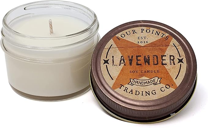 Four Points Trading Company Candles - Lavender Aromatherapy Candle - Perfect Candle for Women or Men - Great for Birthday, Grandma, Mom, Home and Apartment Decor - 100% Soy Candle - 4oz