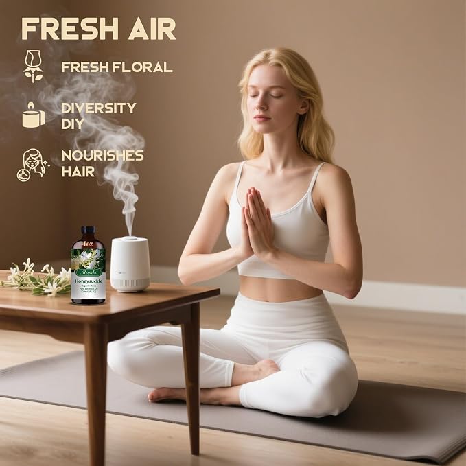 Honeysuckle Essential Oil, Honeysuckle Oil for Diffuser, Humidifier, DIY Candle, Soap, Floral Scent, Home, Gift Ready,Honeysuckle Fragrance Oil - MLYNKL Essential Oils (4.33 fl oz / 130ml)