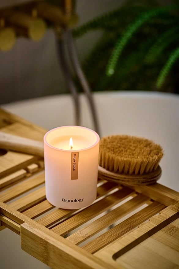 Happy Space Aromatherapy Candle – Rose, Geranium & Jasmine Scented Candle, Plant-Based Wax, 7 oz, 45 Hour Burn Time, Uplifting & Relaxation Candle