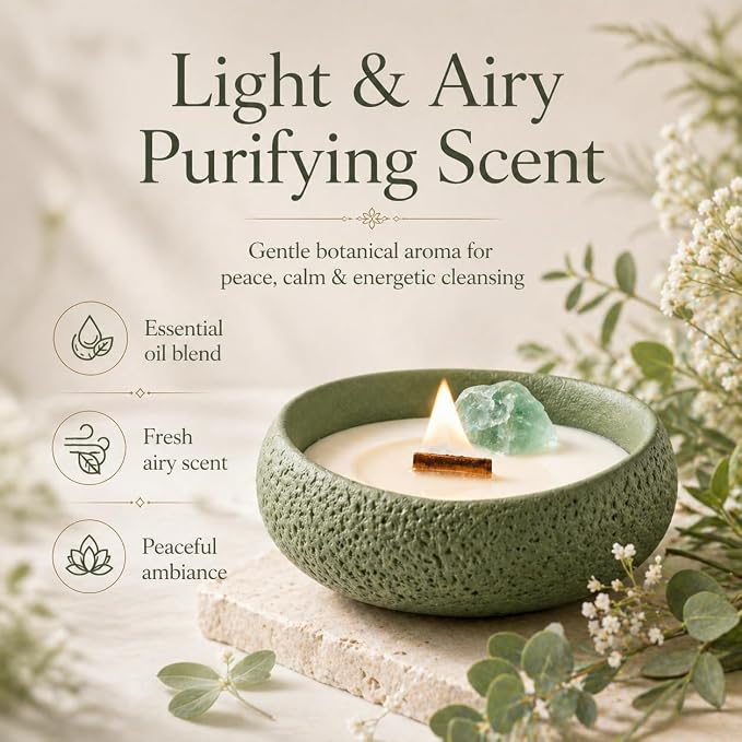 DEEP FLOW Emotional Healing Candle, Green Fluorite・Heart Chakra Harmony Candle (Love Flow)