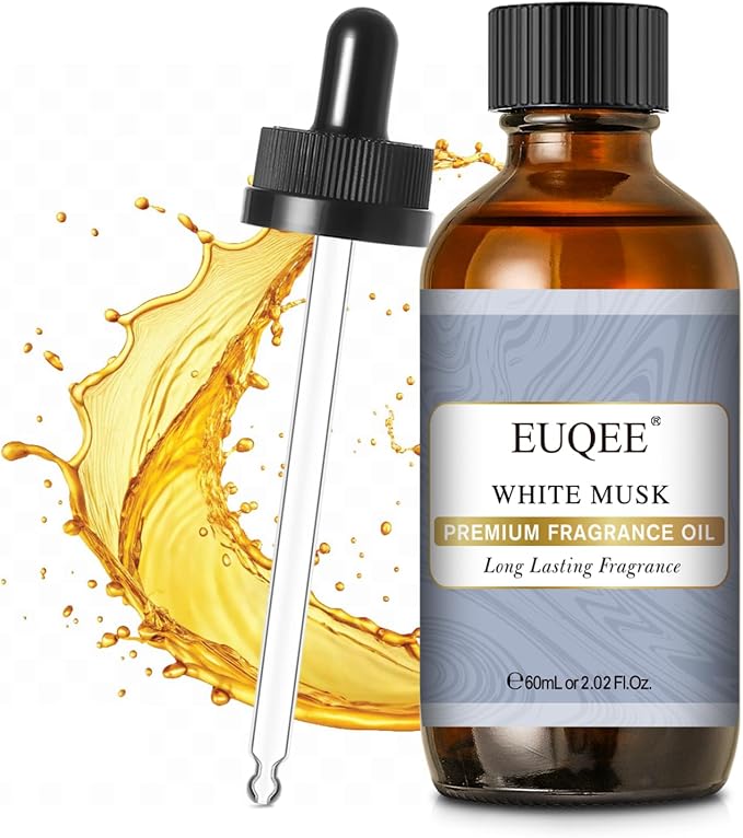 EUQEE White Musk Fragrance Oils for Home Aromatherapy, Premium Fragrance Oil with Glass Dropper for Diffusers, Candle & Soap Making, Bath Bombs (2.02 Fl oz/60 ml)