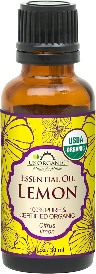 US Organic 100% Pure Lemon Essential Oil - USDA Certified Organic, Cold Pressed - W/Euro droppers (More Size Variations Available) (30 ml)