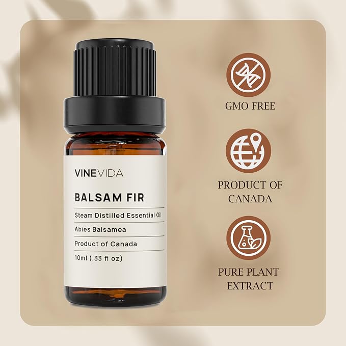 VINEVIDA Balsam Fir Essential Oil 10 mL - Undiluted Balsam Fir Oil 10 mL - Balsam Fir Candle Oil Scent - DIY Candle Scents for Candlemaking - 10 mL Essential Oil for Soap Making Safe for Skin