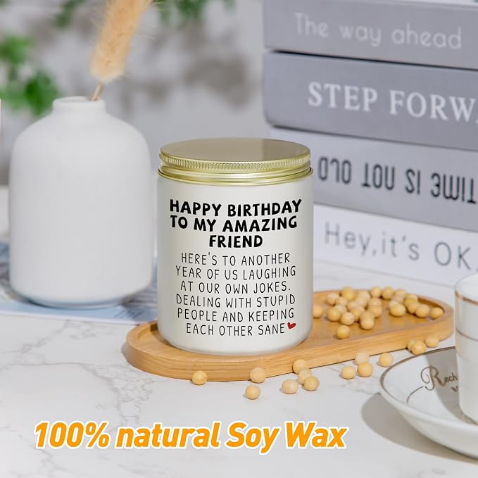 Jonico Happy Birthday Gifts for Women - Funny Best friend Friendship Birthday Gifts for Women Bestie BFF Coworker Classmate, Lavender Candle