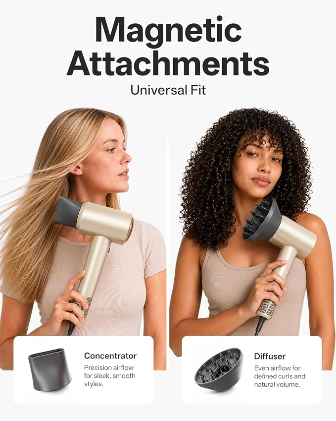 Tideway Hair Dryer Professional High-Speed Ionic Blow Dryer 110,000 RPM, Compact Hair Dryer with Magnetic Diffuser, Fast Drying with Brushless Motor Low Noise Smart Temperature Control-H11
