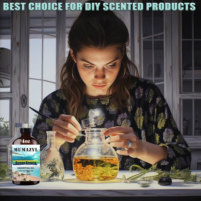 Ocean Breeze Essential Oil, Ocean Breeze Oil 4 Fl Oz 120ML for Diffuser Humidifier Yoga Cleaning DIY Candle Soap Making MUMAZYL Essential Oils