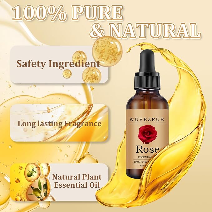 Rose Essential Oil 30ML - 100% Pure and Natural Oils for Aromatherapy Diffuser - 1 Fl Oz/Rose