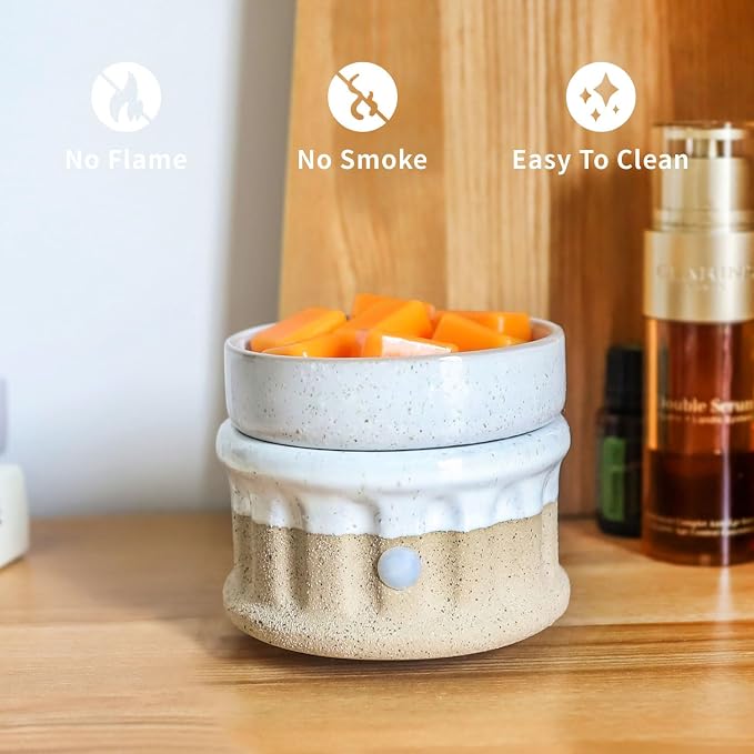 VICTORIA AROMA Ceramic Wax Melt Warmer 3-in-1 Candle Wax Warmer for Scented Wax Melter Electric Fragrance Wax Burner for Home Office Bedroom Gift & Decor