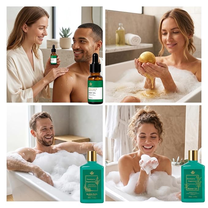 Gifts for Women & Men, Eucalyptus 32 Pcs Home Spa Basket Gift Set for Women & Men, Self-Care Relaxation Set, Face Skin Care Kit, Bath & Body Gifts Basket, Birthday, Christmas, Valentines, Anniversary