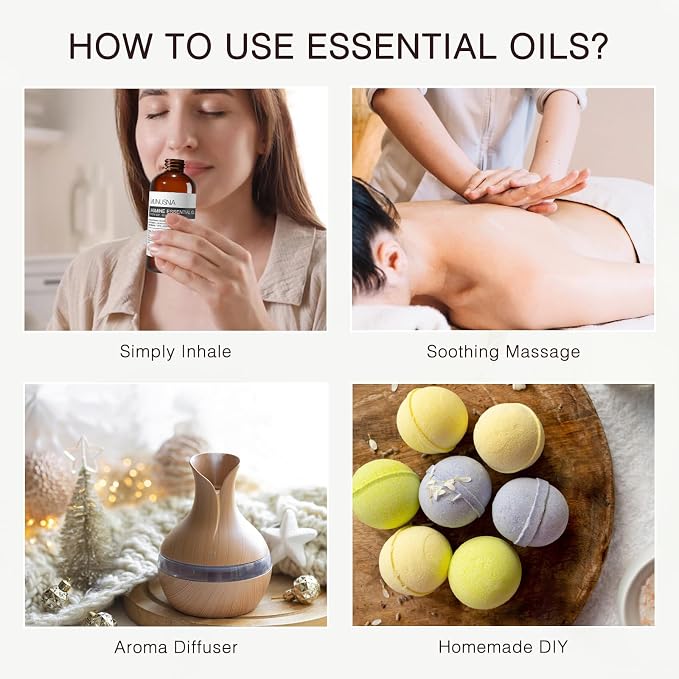 Jasmine Essential Oil 100ML, 100% Pure Natural Jasmine Oils Premium Grade Aromatherapy Oil for Face Skin Body Care, Diffuser, Massage, Home, Soap and Candle Making