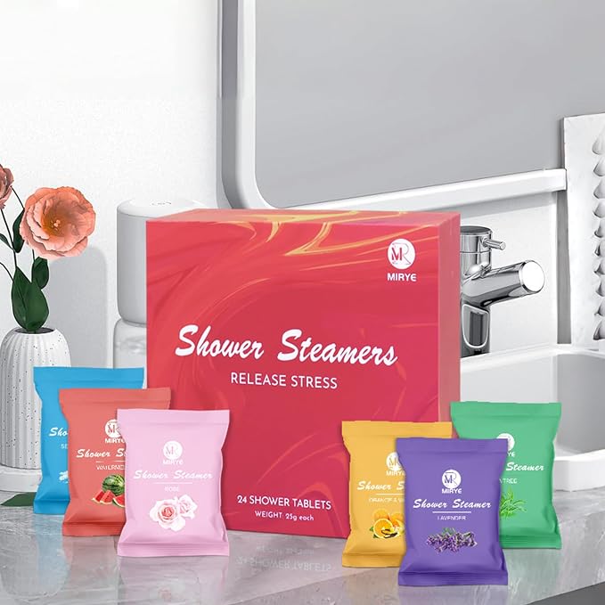 Shower Steamers Aromatherapy 24-Pack, Self Care Spa Gifts for Women& Men, Stress Relief with Natural Essential Oils, Coworker Appreciation Birthday Gift, Travel Essentials
