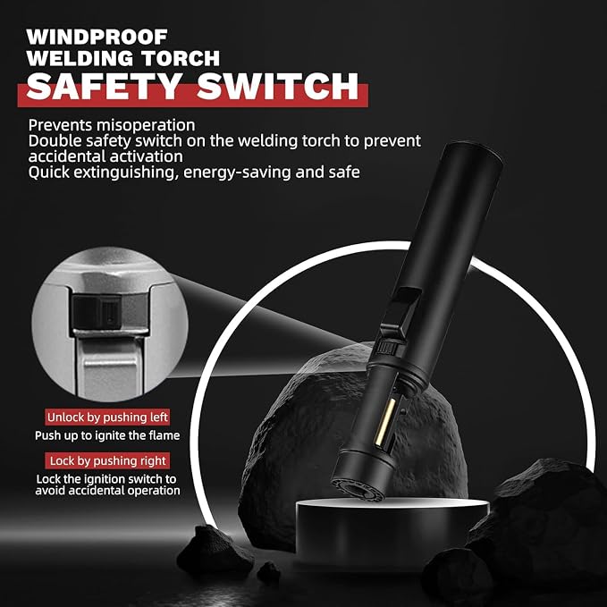 Torch Lighter, Straight Flame Bright Lighters, Windproof Adjustable Flame Color with Safety Lock, Lightsaber Torch Flame for Outdoor, Campfires, BBQ, Candles, Camping