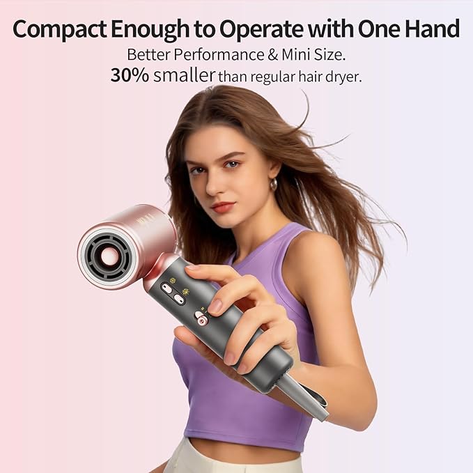 Dual Voltage(100~250V) Travel Mini Hair Dryer with European Plug Adapter for International Travel, 110,000 RPM High-Speed Portable Hair Dryer with Concentrator Nozzles