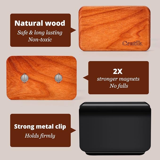 Car Air Freshener - Wood Air Freshener - Car Odor Eliminator for Visor Clip- Natural Scent Starter Kit, Vehicle Scent Diffuser for Cabin, Truck & SUV (Amber)