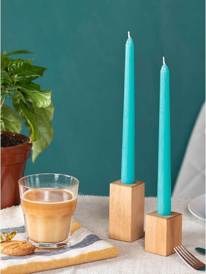 CANDWAX 12 inch Turquoise Taper Candles Pack of 4 - Unscented Smokeless Dripless Teal Candlesticks - Perfect for Holidays, Ordinary Dinners and Special Occasions - Tall Taper Candles