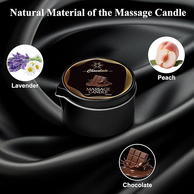 3 Pack Low Temperature Massage Candle & Lotion Candle Set, Soy Wax with Jojoba & Shea Butter, Melts into Moisturizing Skin Oil for Home Spa & Relaxation, 2.35 oz - 3 Scents