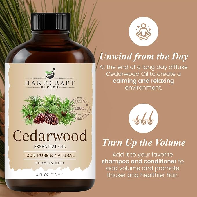 Handcraft Blends Ground & Center Set: Frankincense and Cedarwood Essential Oils – (2 x 4 Fl Oz) – 100% Pure & Natural – for Diffuser, Aromatherapy, and DIY Projects