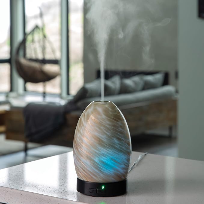 Airome Sparkling Sands Medium Essential Oil Diffuser|100 mL Humidifying Ultrasonic Aromatherapy Diffuser 8 Colorful LED Lights, Intermittent & Continual Mist, Auto Shut-Off