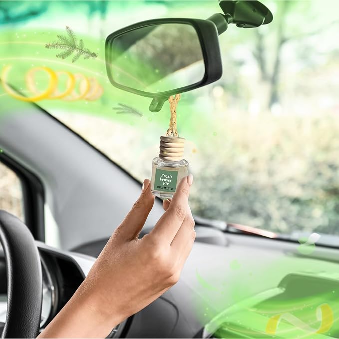 Car Air Freshener Diffuser, Fresh Fraser Fir Aromatherapy, Natural Fragrance Oil, Long Lasting, by Bootleg Collection, Made in USA