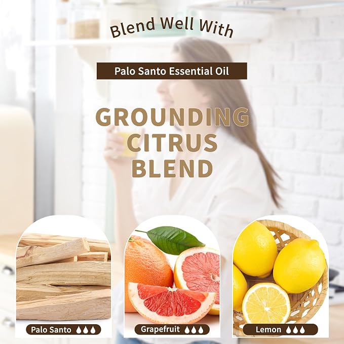 EUQEE Palo Santo Essential Oil 118mL Pure Palo Santo Oil Premium Essential Oil with Glass Dropper for Diffuser, Soap Candle Making - 4Fl. Oz