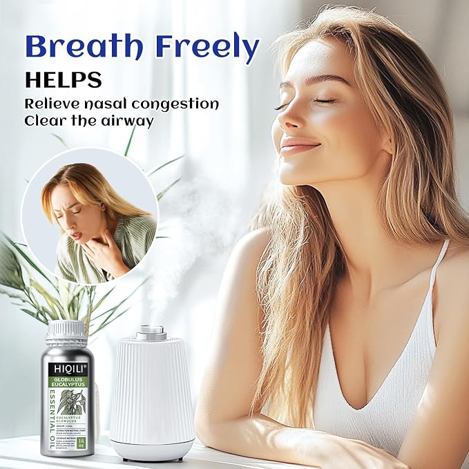 HIQILI Eucalyptus Essential Oil for Spray, Diffuser & Skin - 16 Fl Oz
